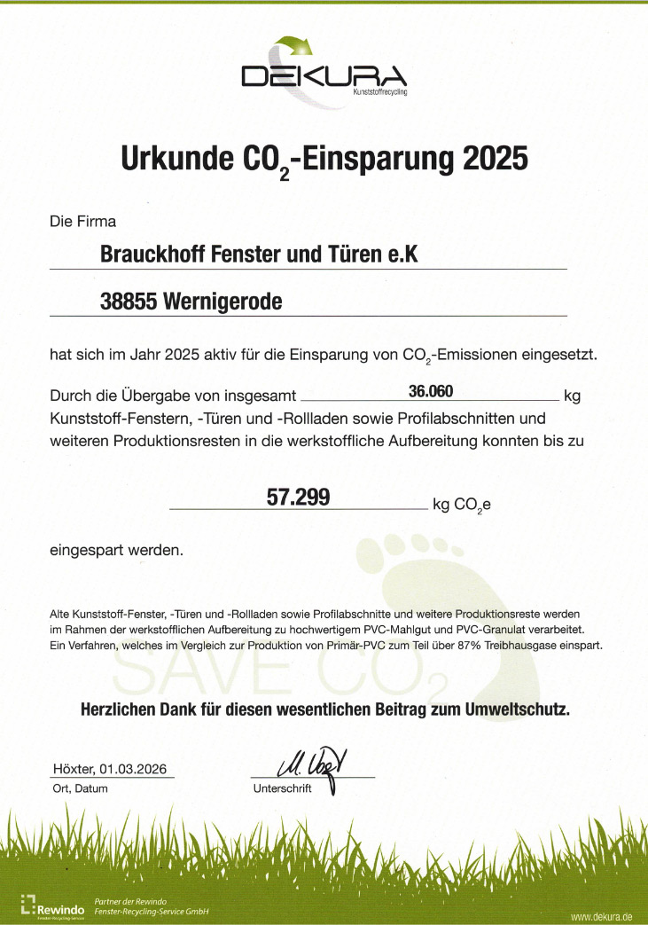 Urkunde CO2-Einsparung 2023